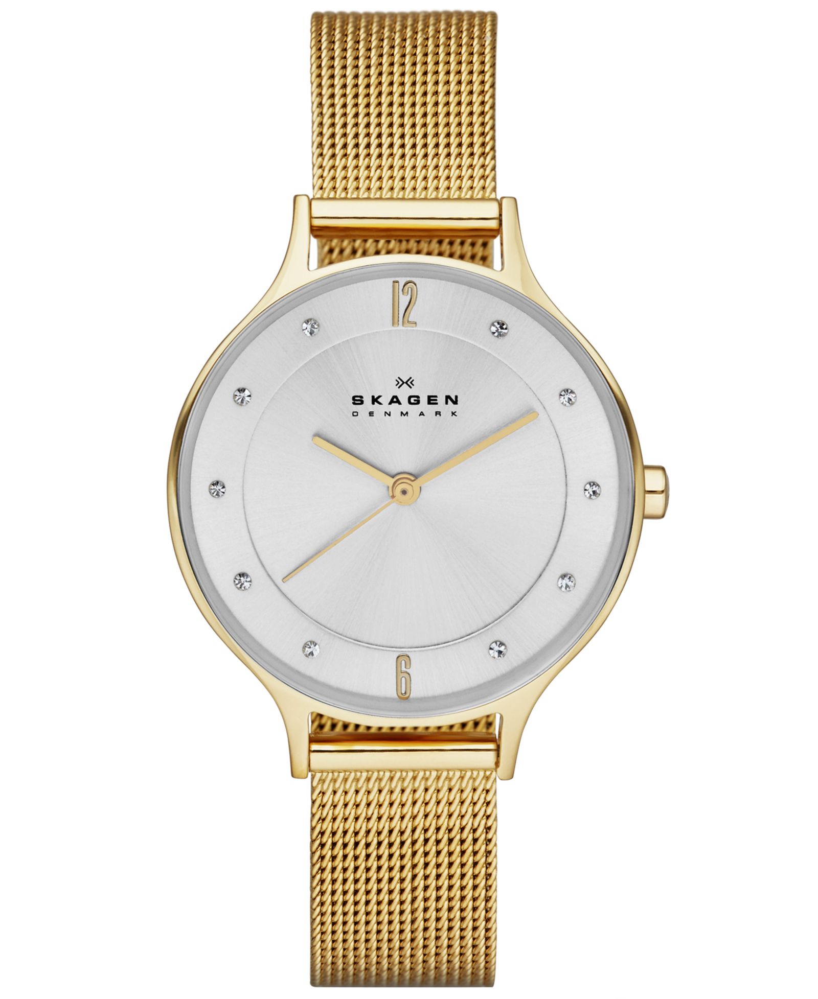 Женские часы Skagen Anita Gold-Tone Stainless Steel Mesh 30mm SKW2150