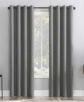 Sun Zero Cayden Grid Texture Draft Shield Fleece Insulated 100% Blackout Grommet Curtain Panel