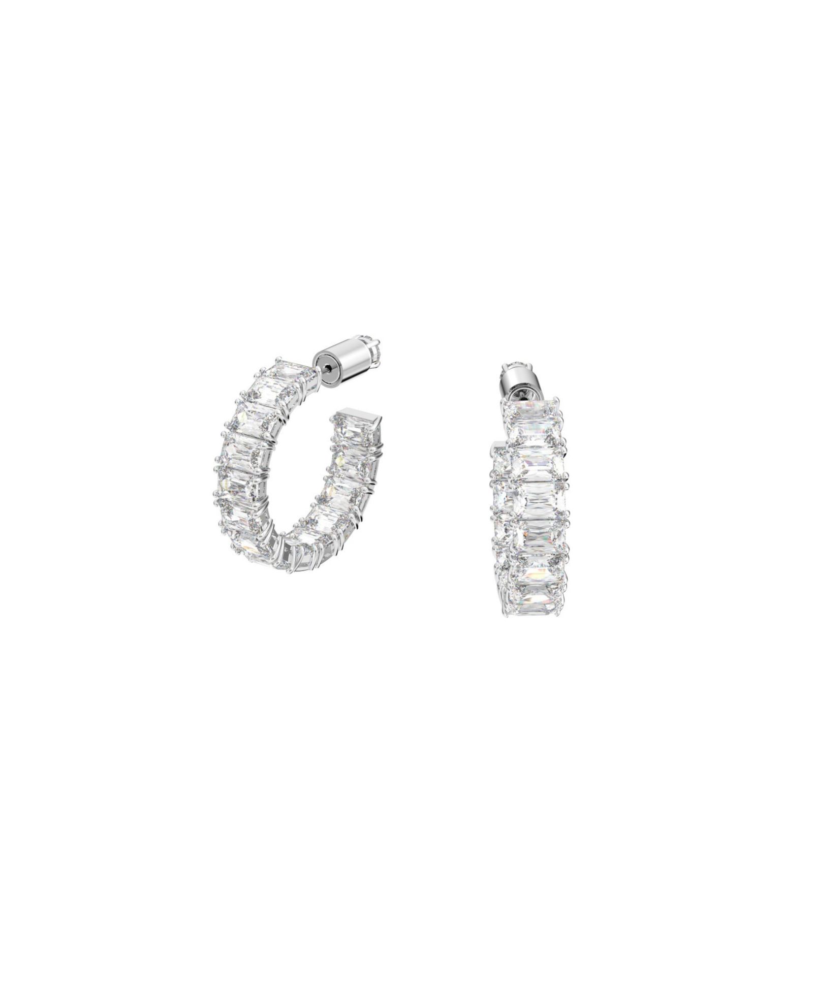 Серьги-кольца Millenia с белой цирконием Swarovski Octagon Cut