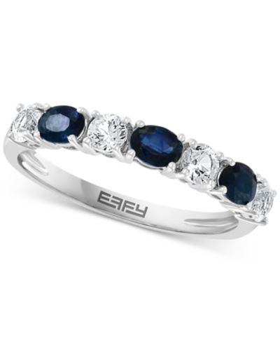 EFFY® кольцо Band в 14k White Gold с синим и белым сапфиром