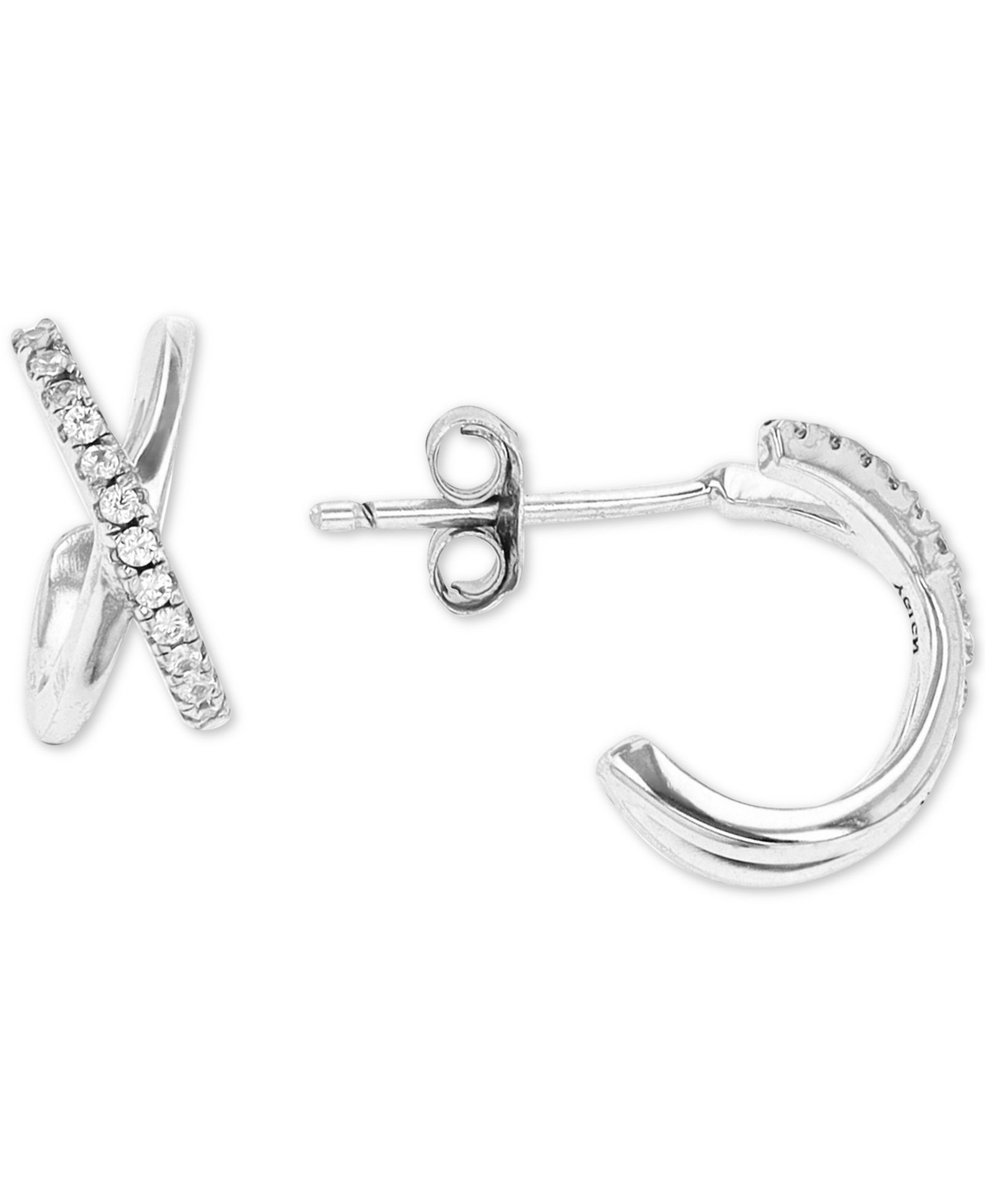Серьги-кольца Cubic Zirconia Crossover Extra Small Huggie Hoop, 0.43''