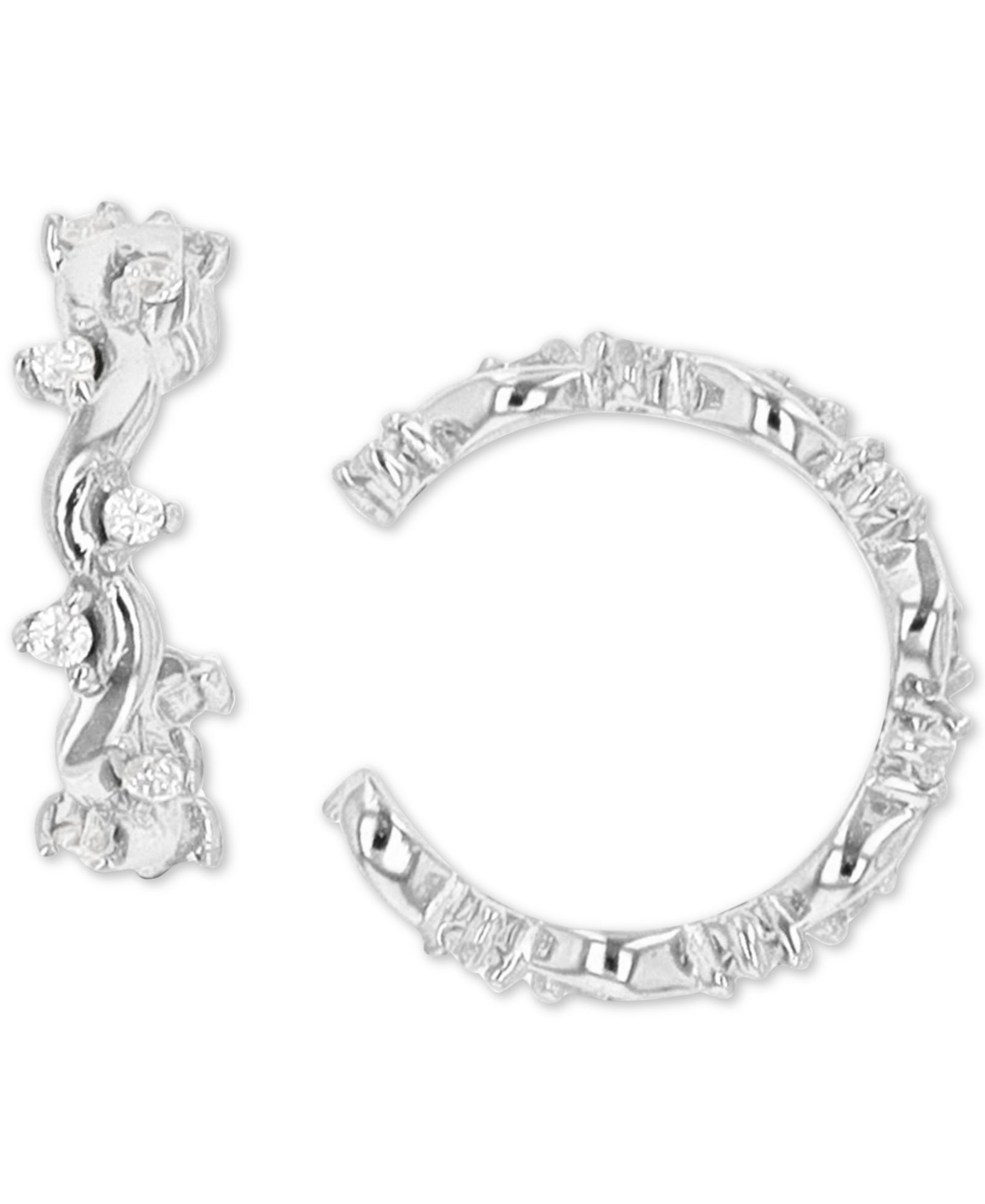 Cubic Zirconia Floral Twisted Ear Cuffs