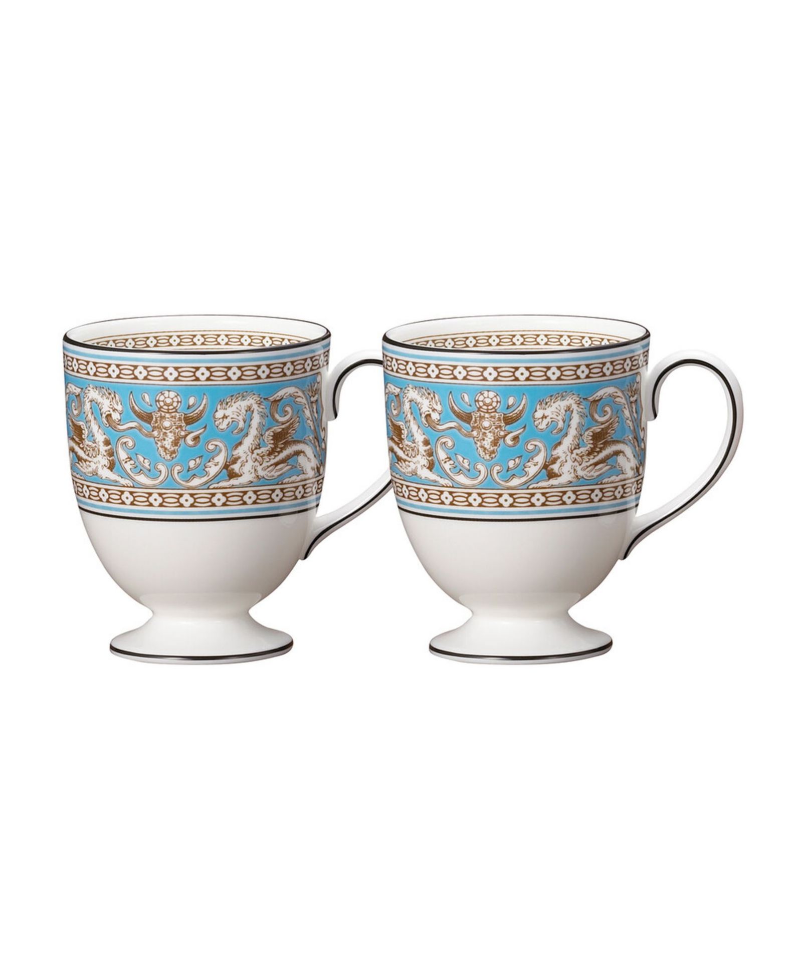 Wedgwood Florentine Turquoise Mugs, Set Of 2