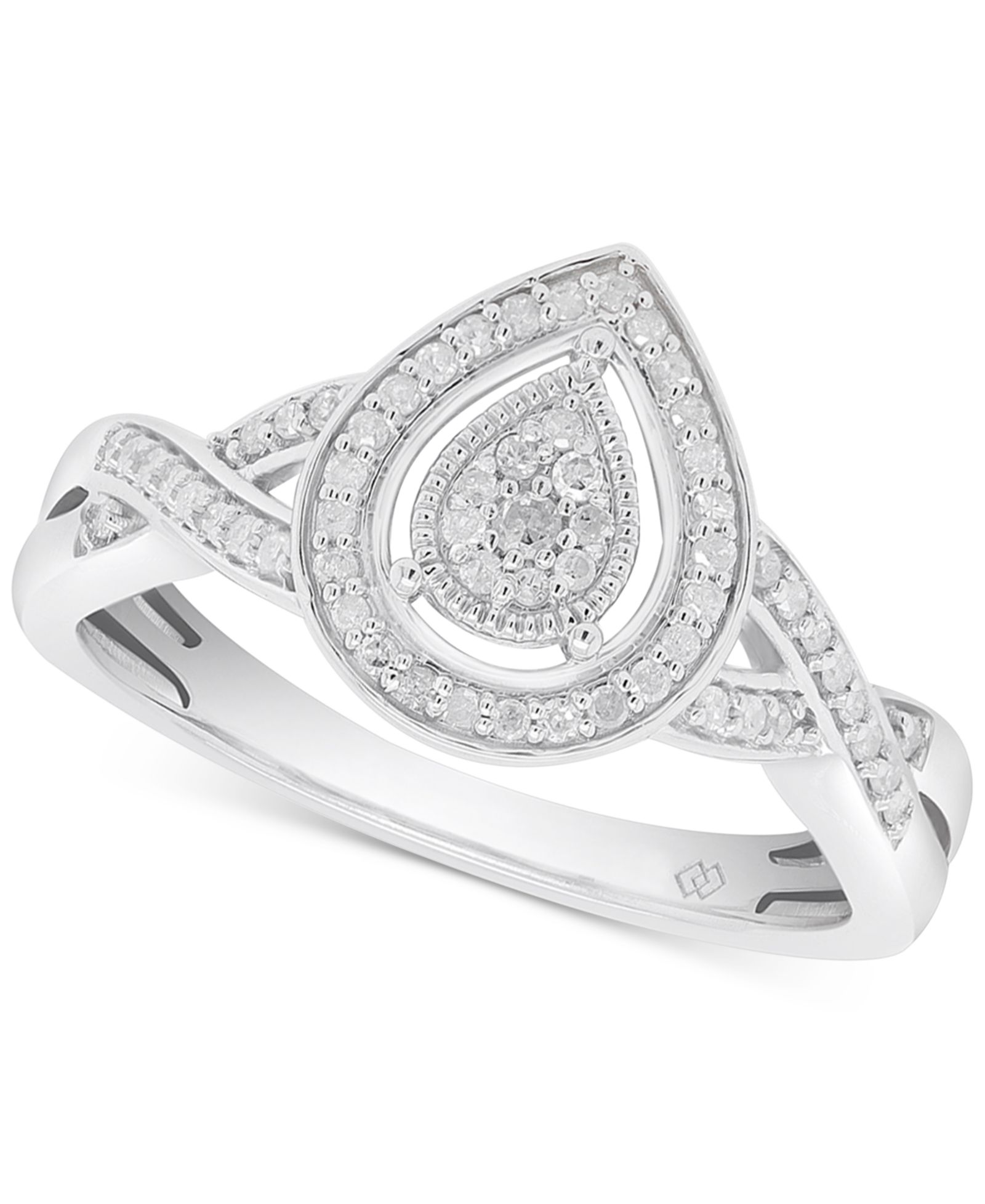 Кольцо с бриллиантом в форме капли (1/5 ct. t.w.) из стерлингового серебра