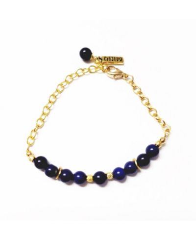 Женский браслет из цепи с бусинами Blue Lapis