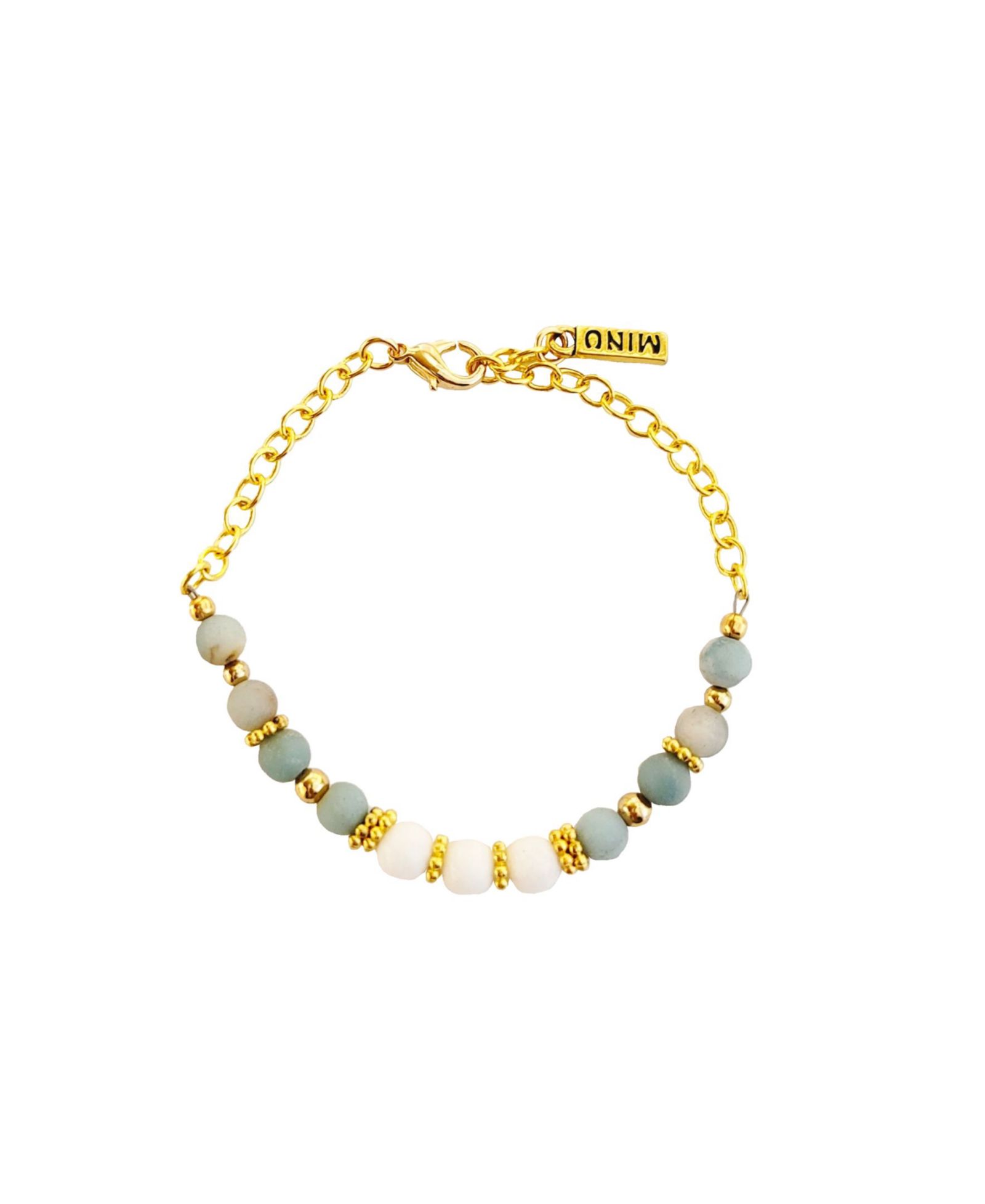 Женский браслет Nurelle Ain с бусинами Amazonite и White Jade