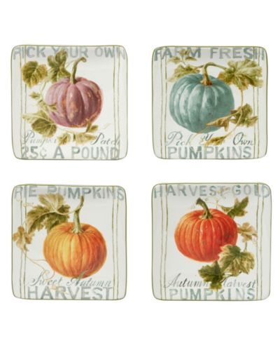 Certified International квадратная тарелка Autumn Harvest Canape, набор из 4 шт.