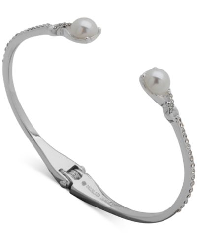 Anne Klein серебристый браслет-бэнгл с имитацией жемчуга