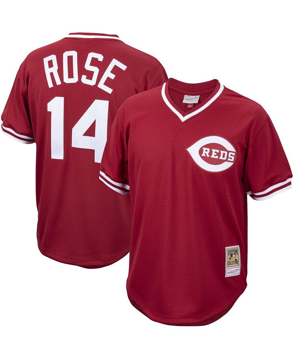 Mitchell & Ness Мужская джерси для тренировок в бейсбол Pete Rose Red Cincinnati Reds Cooperstown Collection Mesh