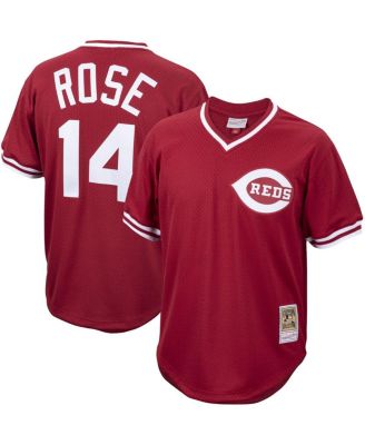 Mitchell & Ness Мужская джерси для тренировок в бейсбол Pete Rose Red Cincinnati Reds Cooperstown Collection Mesh