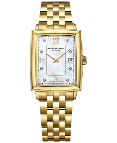 Raymond Weil Women's Swiss Toccata Diamond Accent Gold PVD Stainless Steel Bracelet Watch 25x34mm