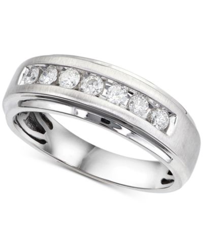 Мужское свадебное кольцо с 7 камнями в 10k Gold и White Gold (1/2 ct. t.w.)