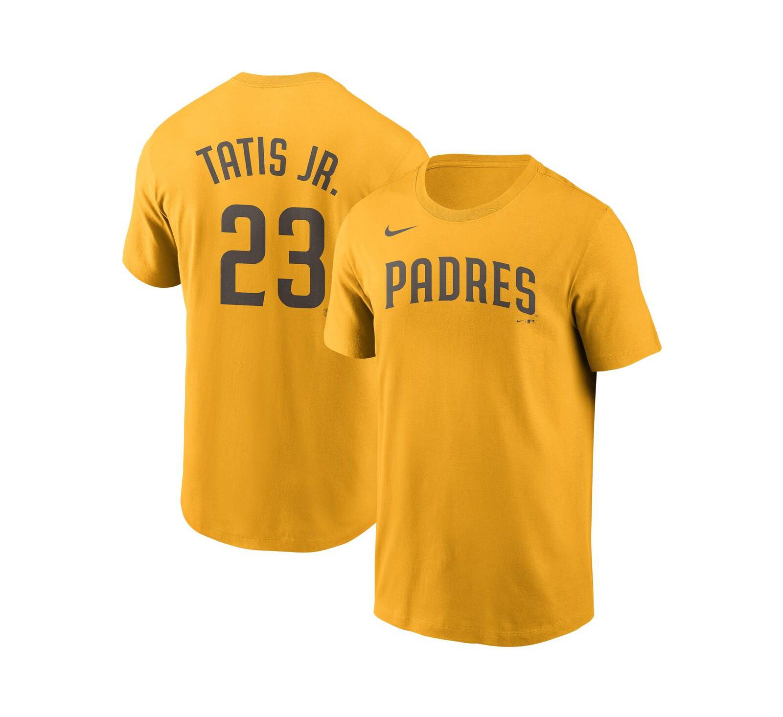 Мужская футболка Nike Fernando Tatis Jr. Gold San Diego Padres с именем и номером