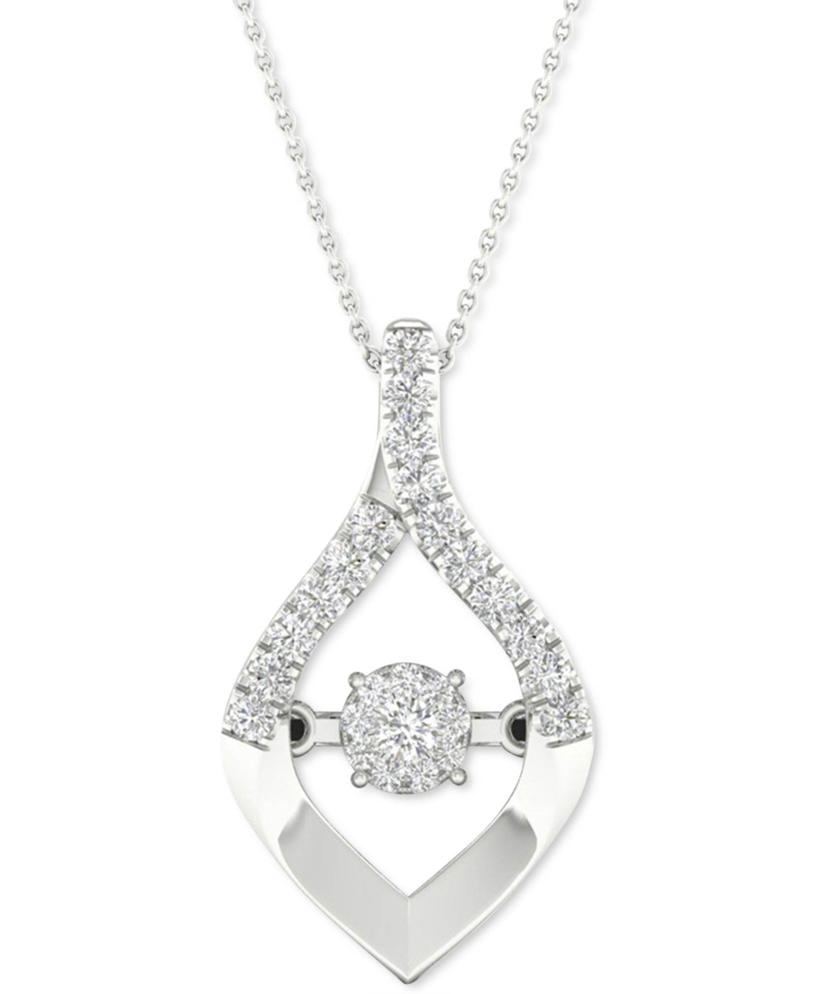 Колье-подвеска Twinkling Diamond Star Diamond Wishbone 18" в 10k White Gold