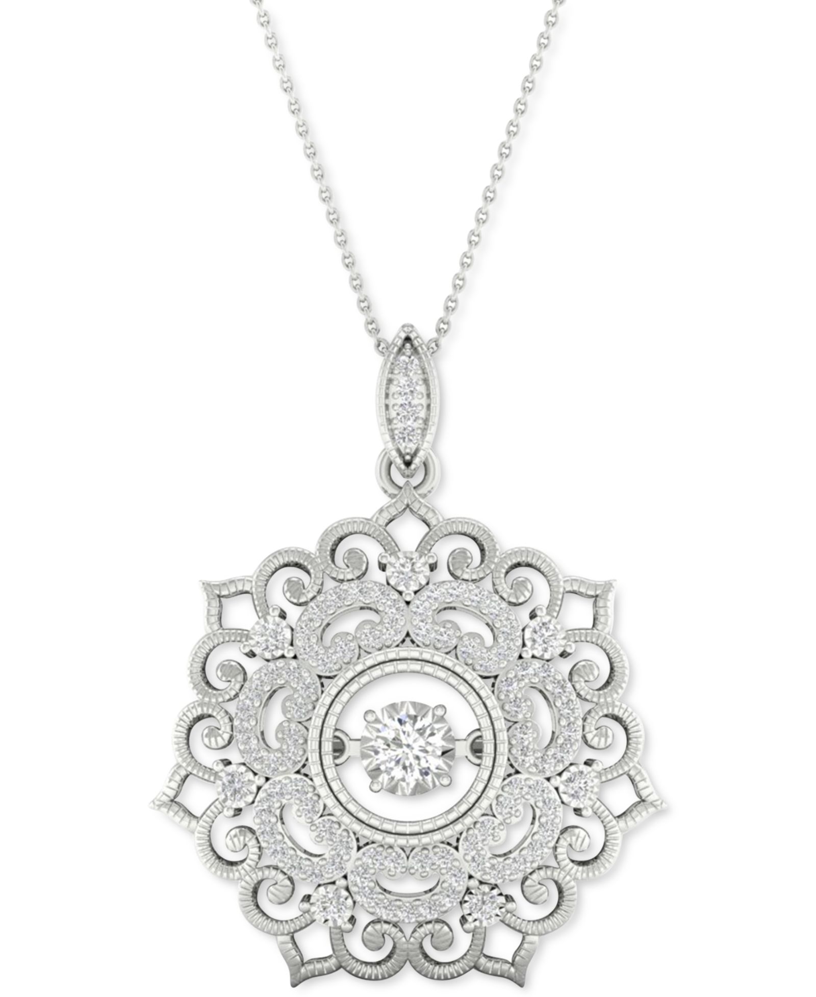 Подвеска Twinkling Diamond Star Diamond Filigree 18" в 10k White Gold (1/3 ct. t.w.)