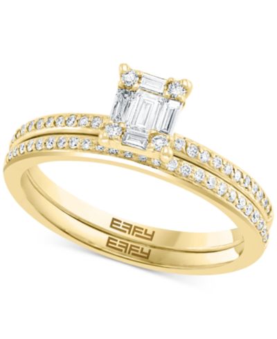 EFFY Collection Бриллиантовый свадебный набор Diamond Baguette Cluster в 14k White or Yellow Gold