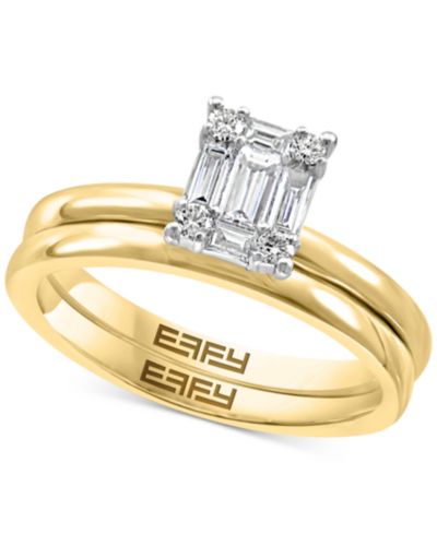 EFFY® Diamond Baguette Cluster Bridal Set (3/8 ct. t.w.) в 14k White Gold и 14k Gold & White Gold