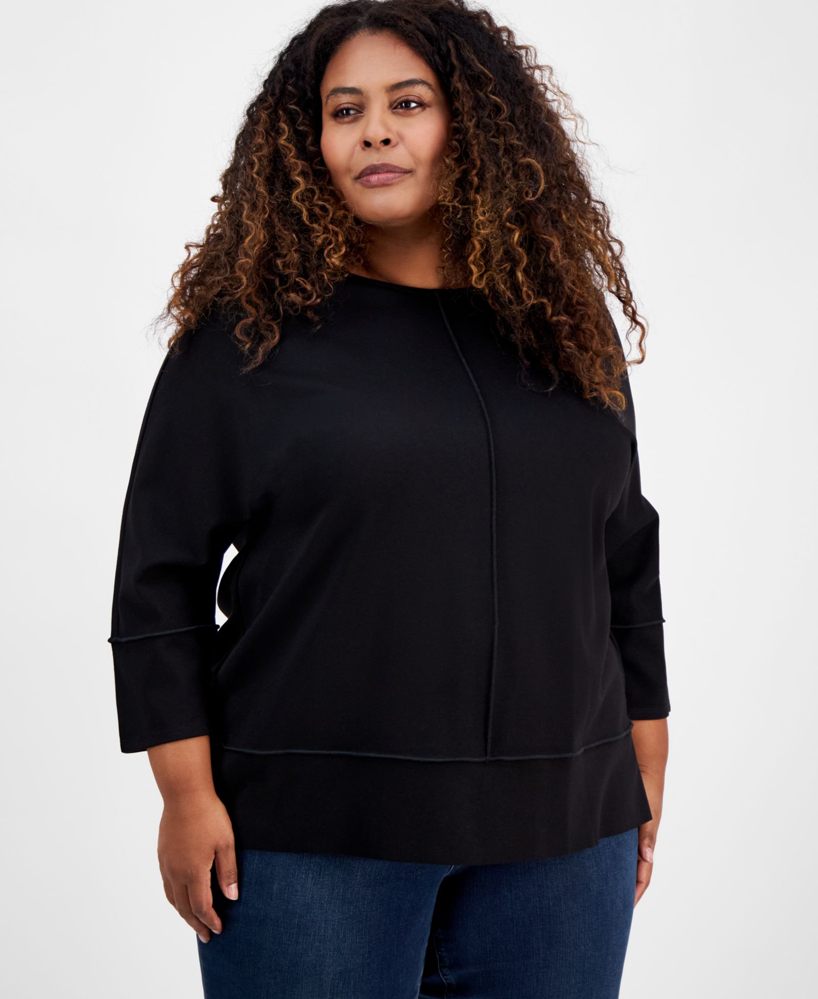 Jones New York Plus Size Serenity Knit 3/4 Sleeve Tunic Top