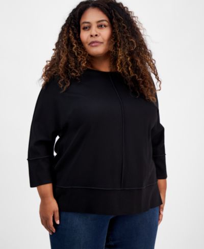 Jones New York Plus Size Serenity Knit 3/4 Sleeve Tunic Top