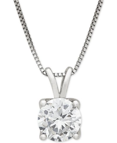 IGI Certified Lab Grown Diamond Solitaire 18" Pendant Necklace (1 ct. t.w.) in 14k White Gold or 14k Gold