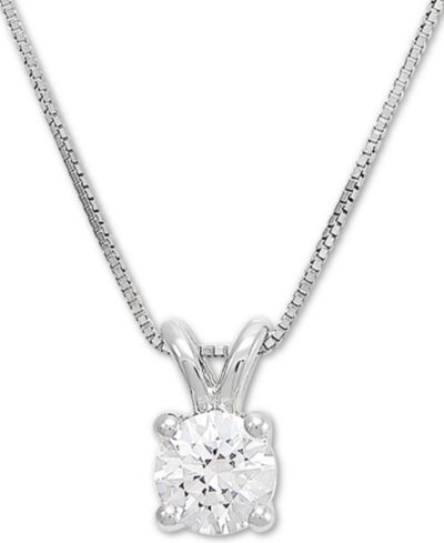 IGI Certified кулон-солитер с выращенным в лаборатории бриллиантом, 18" (1/2 ct. t.w.) в 14k White Gold или 14k Gold