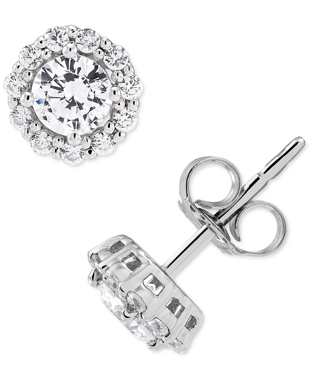 Серьги-гвоздики Macy's IGI Certified Lab Grown Diamond Halo (1 ct. t.w.) в 14k White Gold