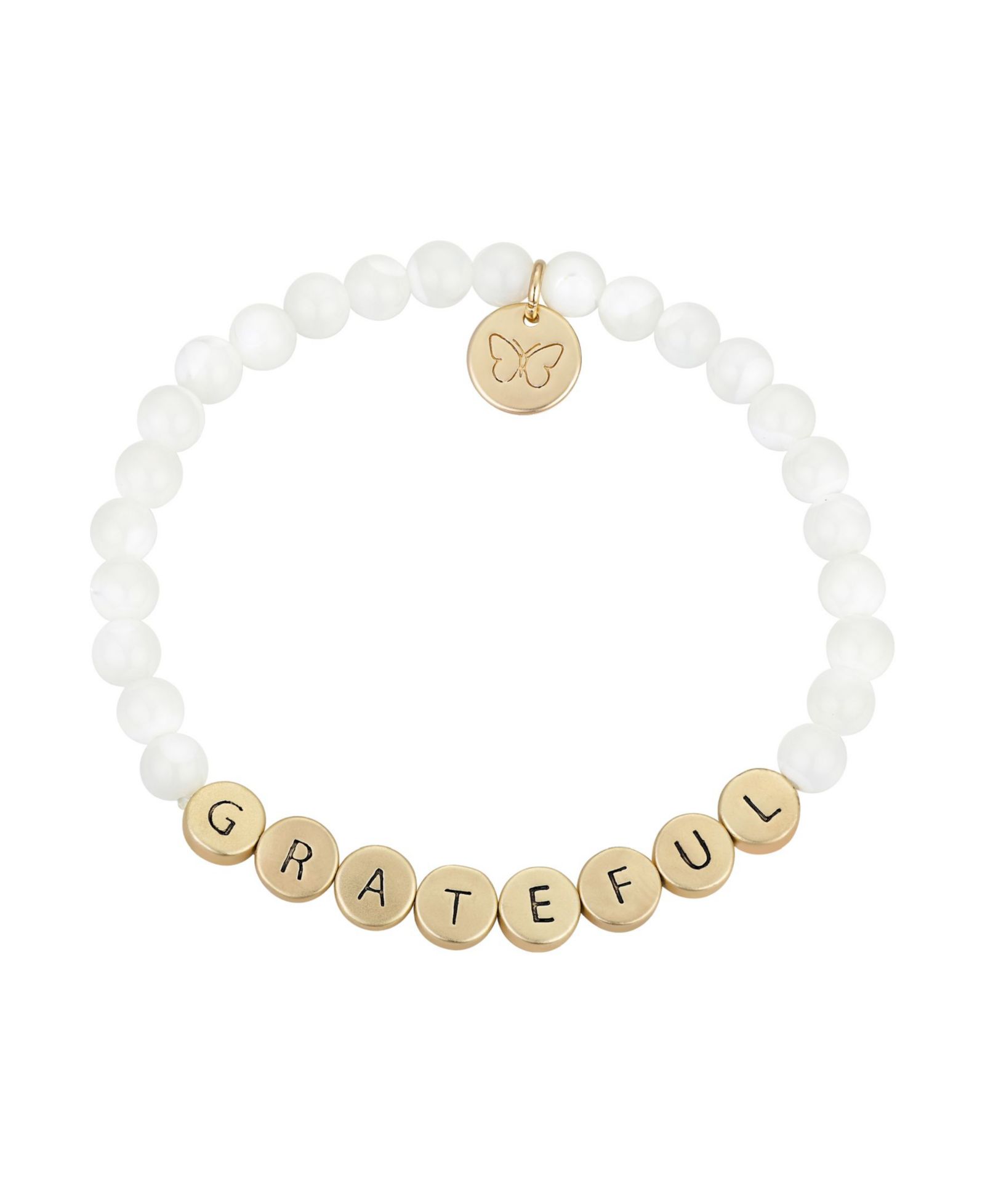 Браслет Unwritten Gold Flash Plated "Grateful" Genuine Stone Stretch