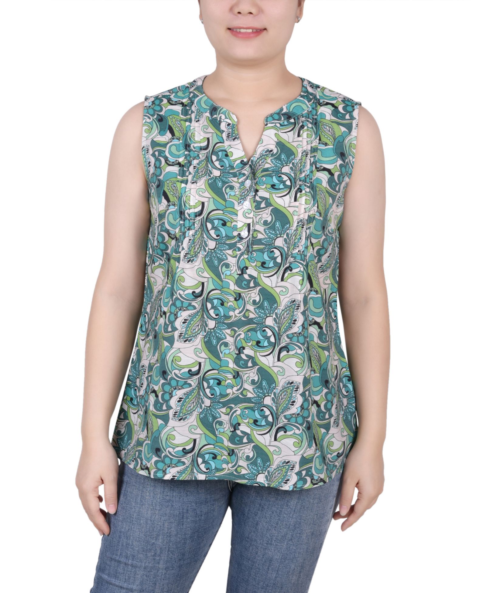 Женская блузка NY Collection Sleeveless Pintucked