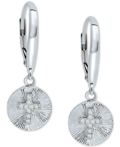 Серьги-подвески Cubic Zirconia Cross Disc от Giani Bernini