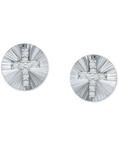 Серьги-гвоздики Giani Bernini Cubic Zirconia Cross Disc