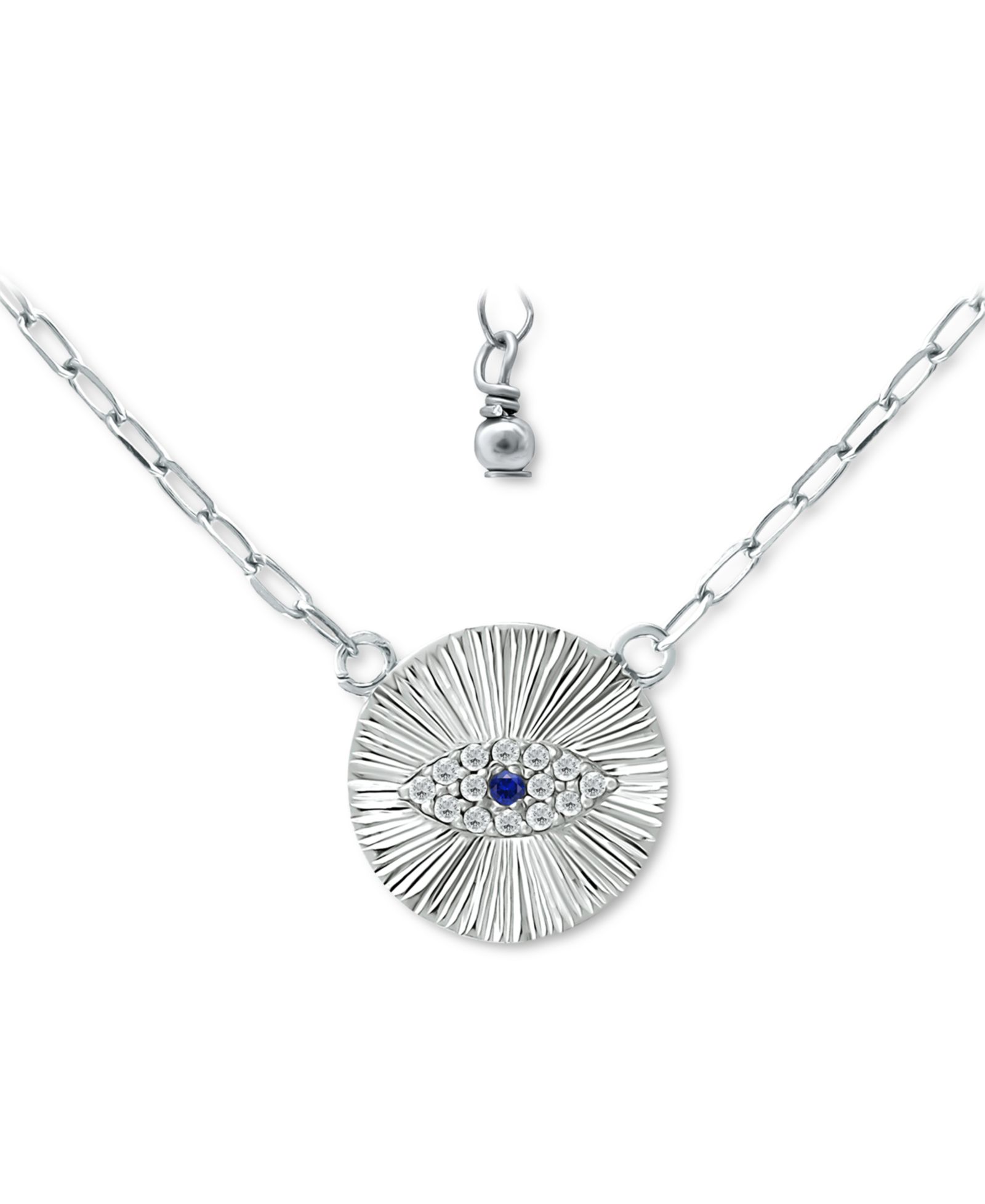 Подвеска-кулон Giani Bernini Lab-Grown Blue Sapphire & Cubic Zirconia Evil Eye Disc, 16" + 2" extender