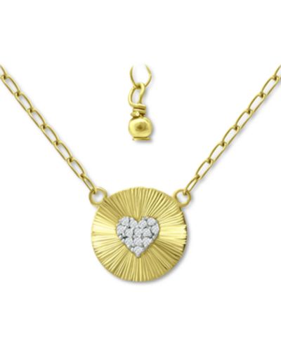 Ожерелье Giani Bernini Cubic Zirconia Heart Cluster Disc Pendant, 16" + 2" extender