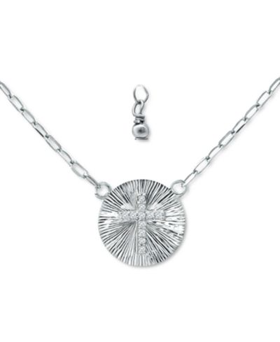 Подвеска Giani Bernini Cubic Zirconia Cross Disc 16" + 2" extender