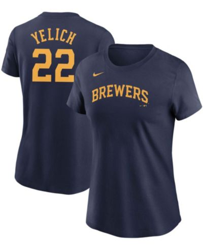Женская футболка Nike Christian Yelich Navy Milwaukee Brewers Name & Number