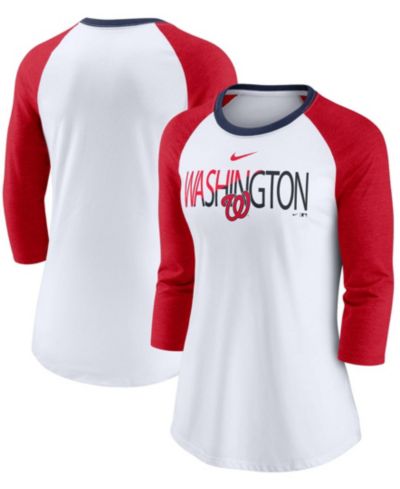 Женская футболка Nike Washington Nationals Color Split 3/4 Sleeve Raglan