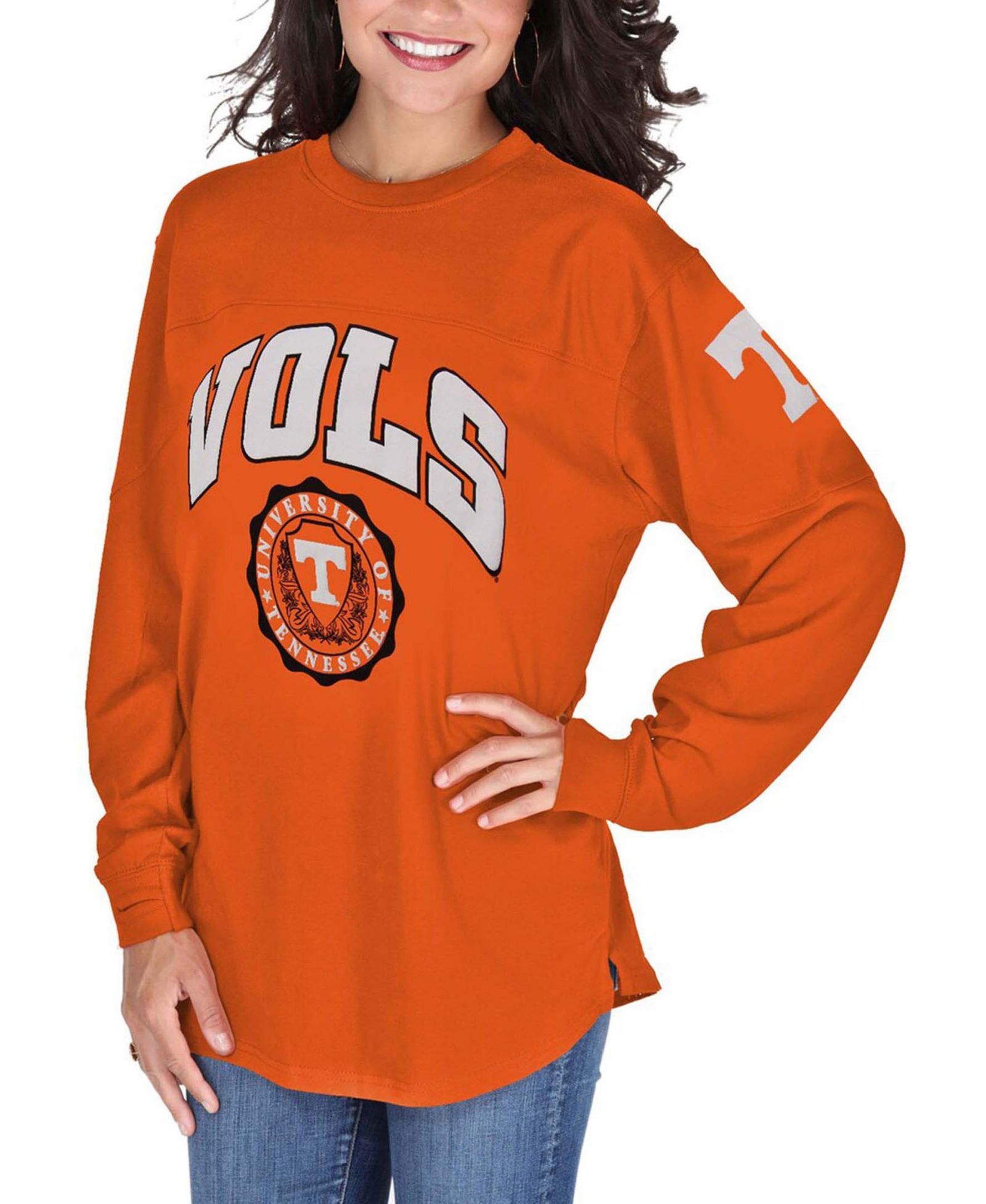 Женский оверсайз топ Pressbox Tennessee Orange Tennessee Volunteers Edith Long Sleeve