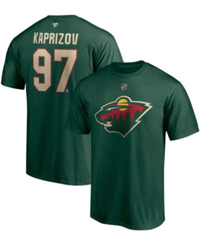 Мужская футболка Fanatics Kirill Kaprizov Green Minnesota Wild Authentic Stack Name and Number