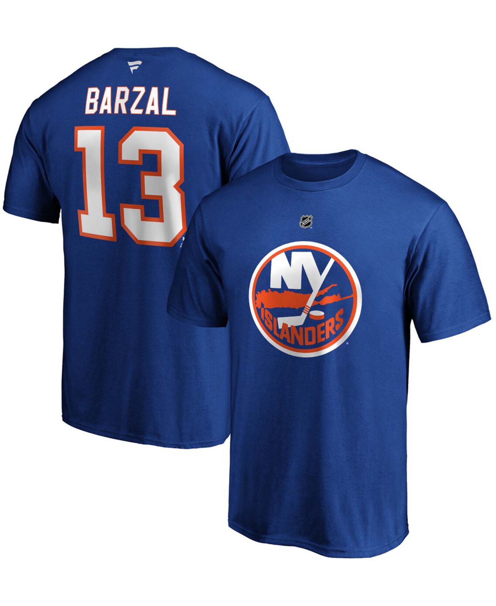 Мужская футболка Fanatics Mathew Barzal Royal New York Islanders Team Authentic Stack Name and Number