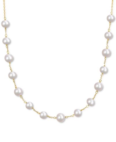 Жемчужное ожерелье из пресноводного жемчуга 18k Gold-Plated Sterling Silver 18"