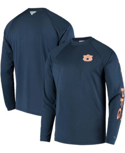 Мужская футболка Columbia PFG Navy Auburn Tigers Terminal Tackle Omni-Shade с длинным рукавом
