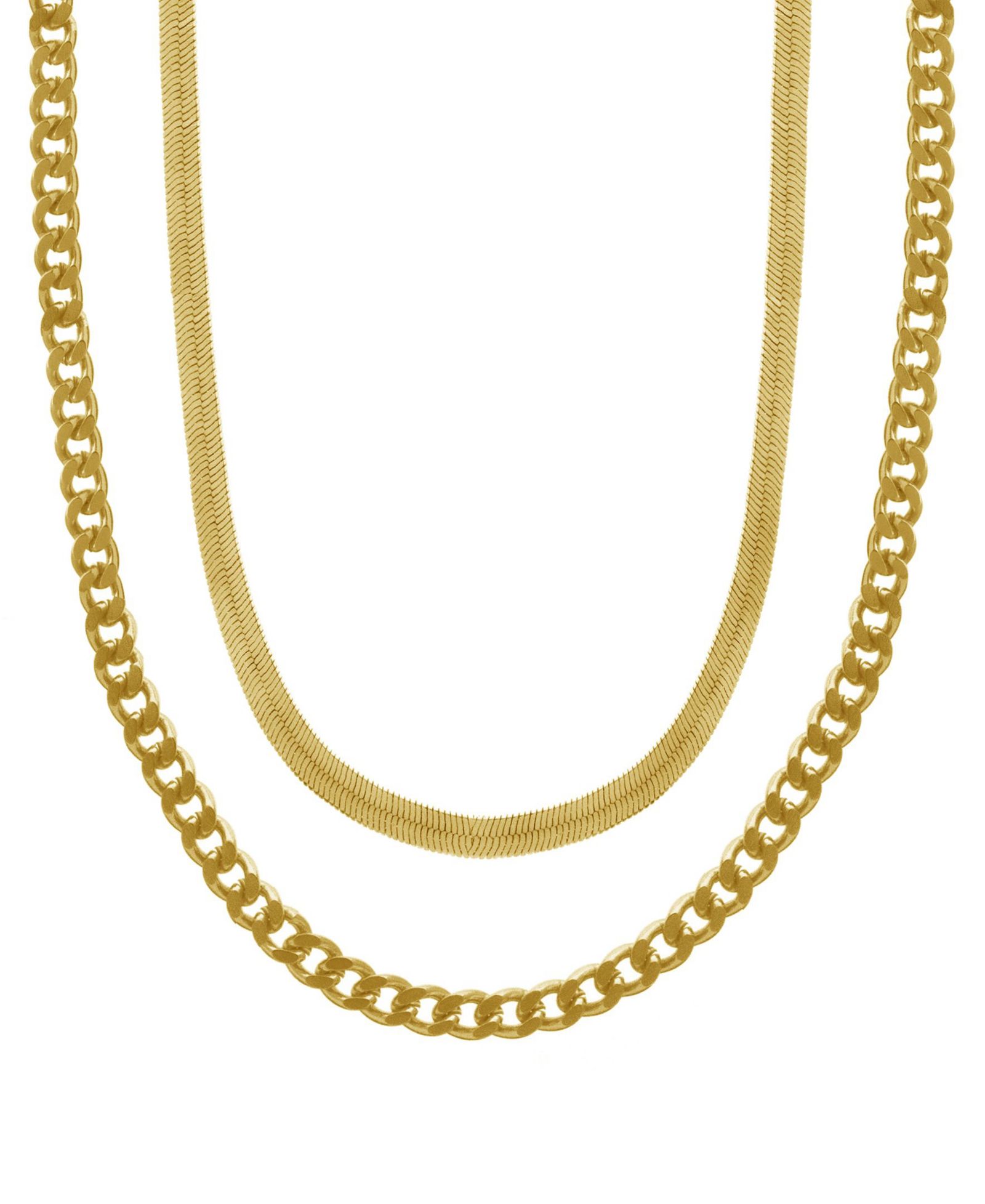 And Now This Gold Plated Double Strand Link Necklace 16" + 2" extender