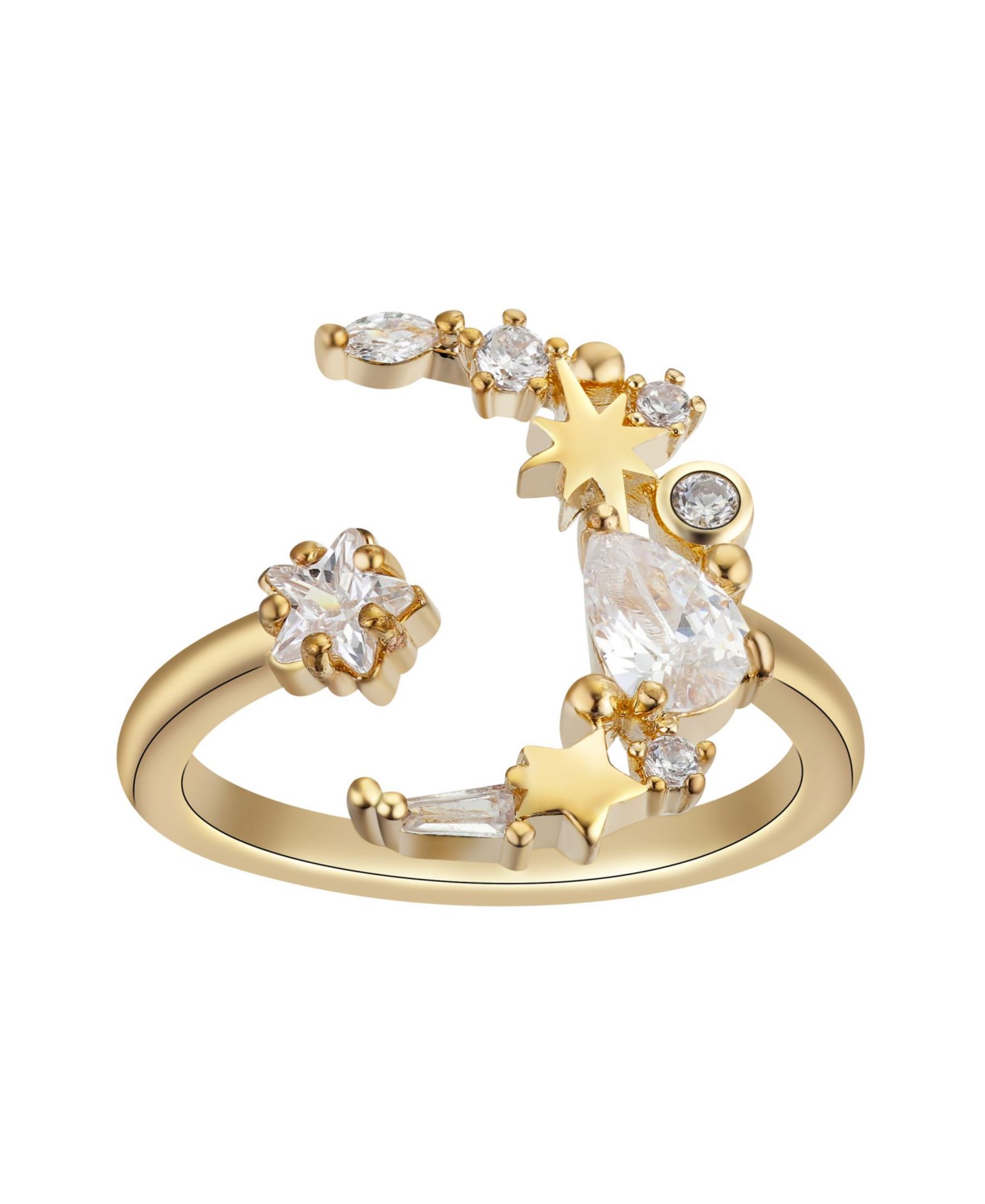 Кольцо Unwritten 14Kt Gold Flash Plated Cubic Zirconia Moon Adjustable