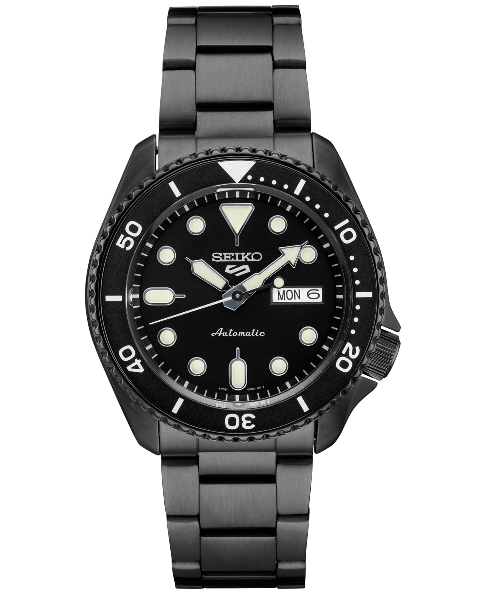 Мужские автоматические спортивные часы Seiko с черным ионным покрытием и браслетом, 43 мм