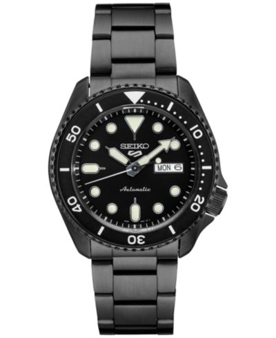Мужские автоматические спортивные часы Seiko с черным ионным покрытием и браслетом, 43 мм