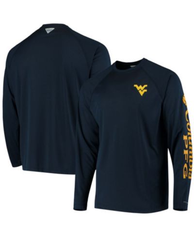 Мужская футболка Columbia PFG Navy West Virginia Mountaineers Terminal Tackle Omni-Shade с длинным рукавом