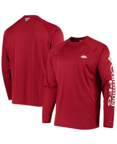 Мужская футболка Columbia PFG Cardinal Arkansas Razorbacks с длинным рукавом, Omni-Shade