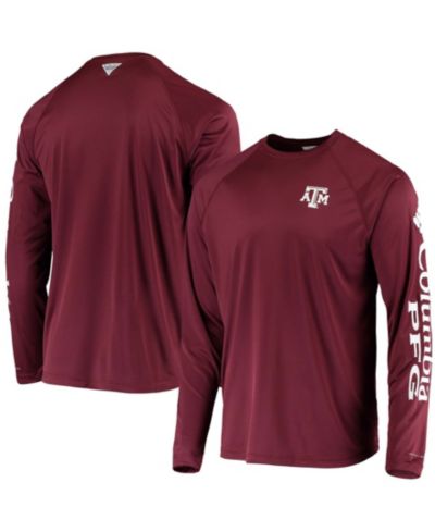 Мужская футболка Columbia PFG Maroon Texas A&M Aggies Terminal Tackle Omni-Shade Long Sleeve