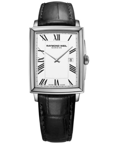 Мужские швейцарские часы Raymond Weil Toccata с черным кожаным ремешком 29x37mm