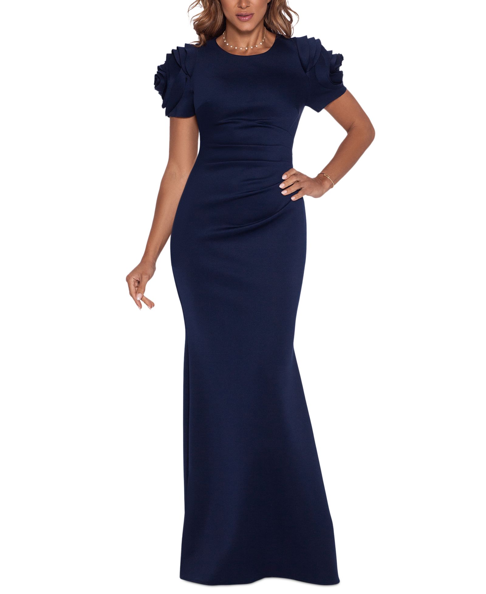 XSCAPE Women's Ruched Fit & Flare Gown