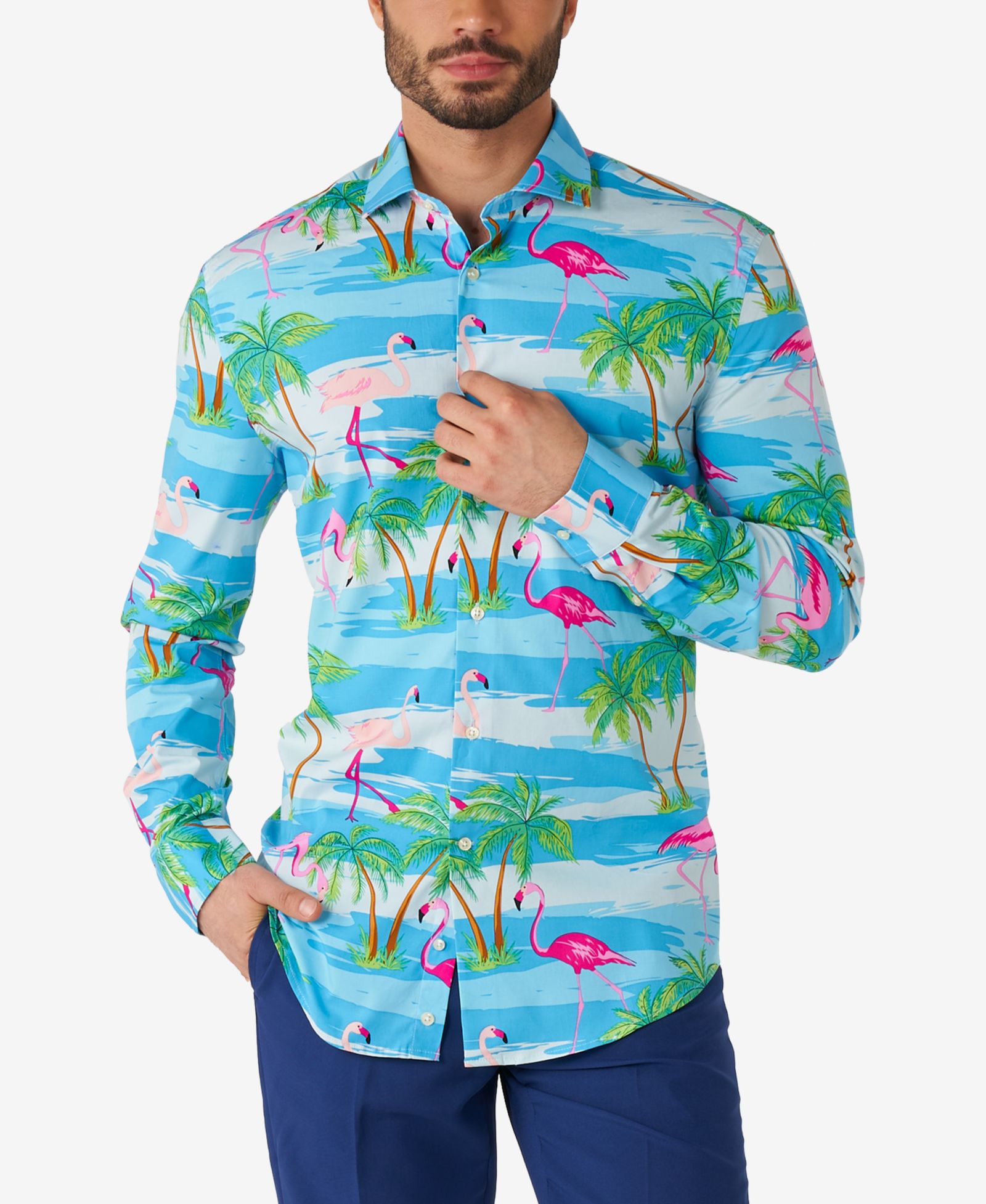 OppoSuits Men's SHIRT LS Flaminguy
